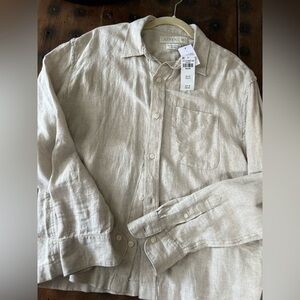 Abercrombie & Fitch Cropped Linen Button-Up Shirt - M